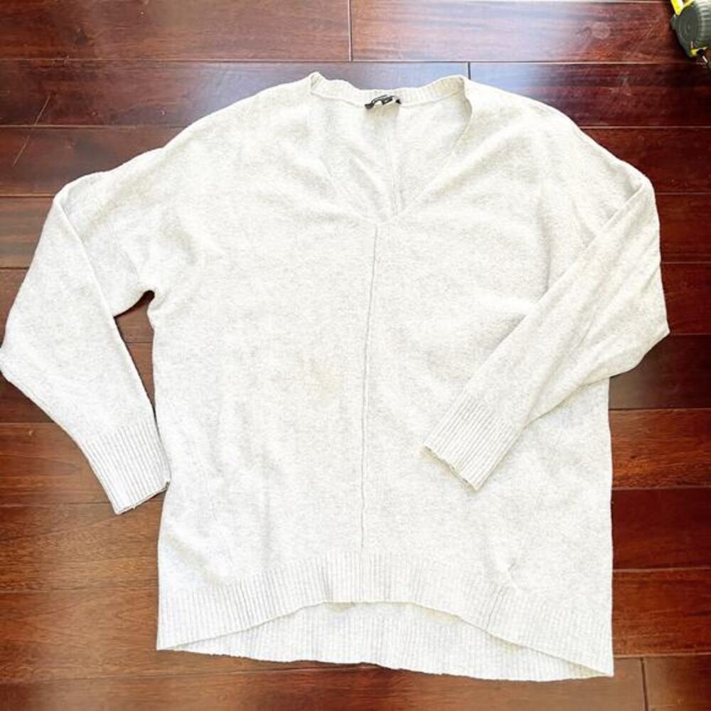 Express Womens Sweater Wool Blend Gray Sz M‎ Oversized Boxy Lagenlook Minimalist
